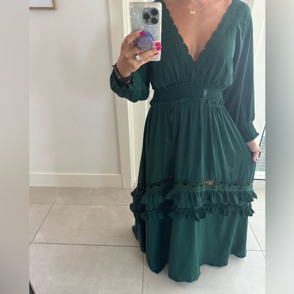 Baltic born flowy emerald maxi dress